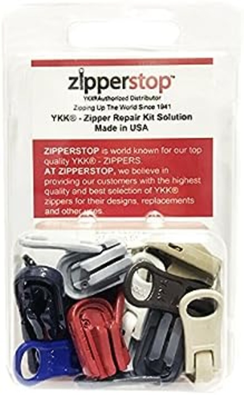 ZipperStop Distributor YKK Zipper Repair Kit Solution, YKK #5 Molded Fancy  Vislon Made in USA-3 Per Pack (Black), Reversible Pull Slider